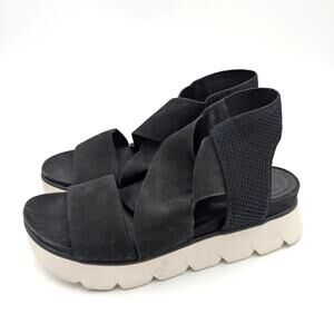 Eileen Fisher Chant Platform Sandals Open Toe Women's Black Size US9 EU39.5